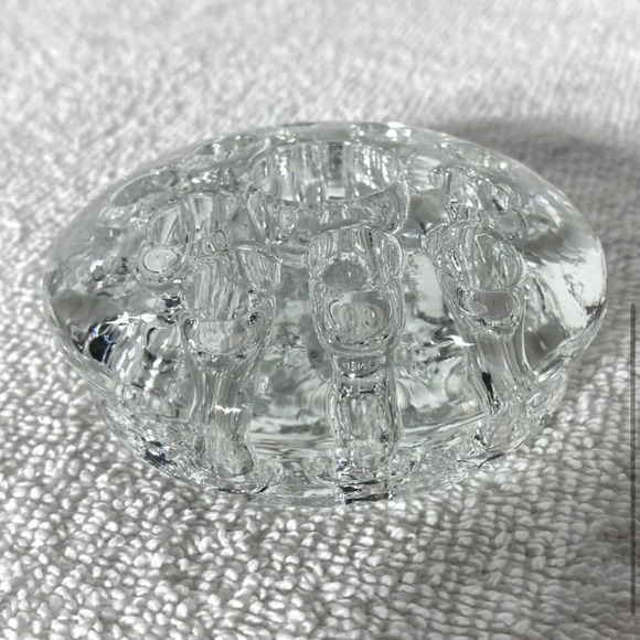 Vintage Clear Glass 10 Hole 3” Flower Frog Flower Holder Stem Holder Arrangement - Picture 4 of 8